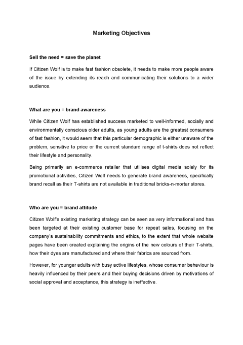 Marketing Objectives