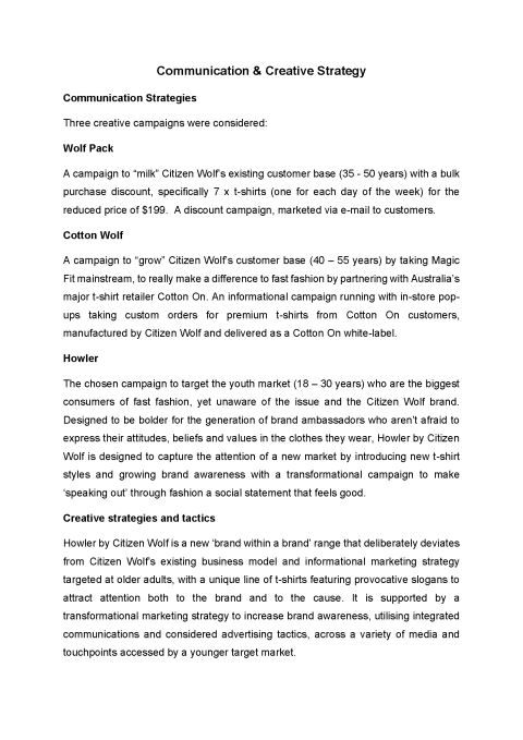 Communication & Creative Strategy